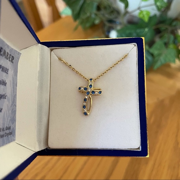 September Birthstone Cross Necklace